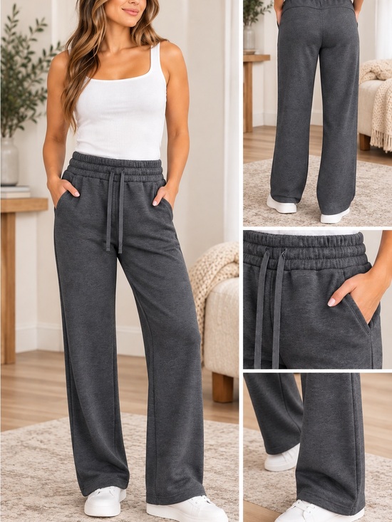 Zenana Outfitters Pants - Zenana Charcoal Gray Scuba Drawstring Pants